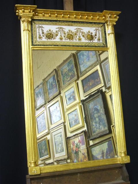 Appraisal: FEDERAL STYLE EGLOMISE GILTWOOD MIRROR th century - h in