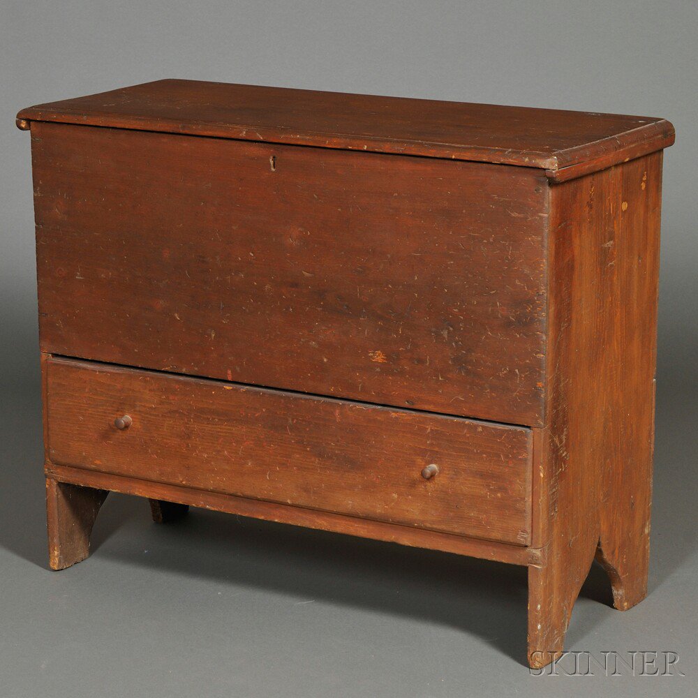 Appraisal: Brown-painted Pine Chest over Drawer New England th century the