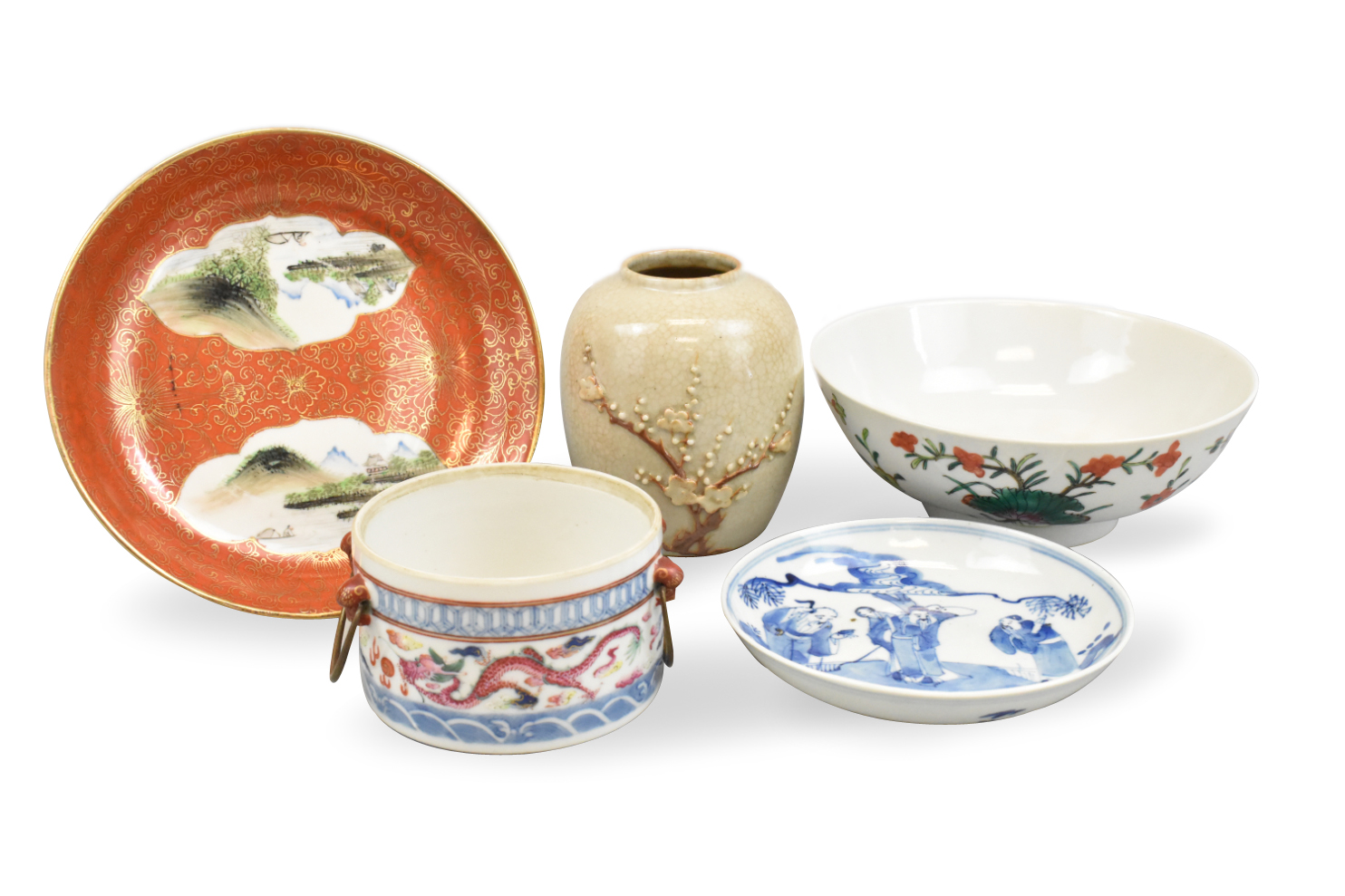 Appraisal: A grouping of five porcelain items plates bowls and a