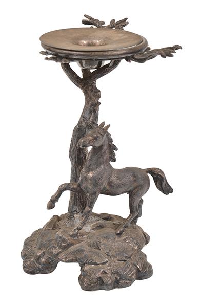 Appraisal: PEWTER CANDELSTICK WITH HORSE MOUNTED BASE