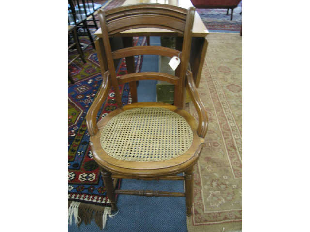 Appraisal: Victorian Cane Seat Side Chair carved ladder back style