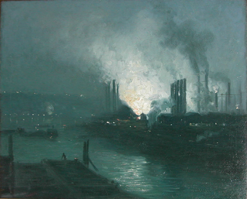 Appraisal: Mills at Night on the Monongahela Gorson Aaron H Lithuanian