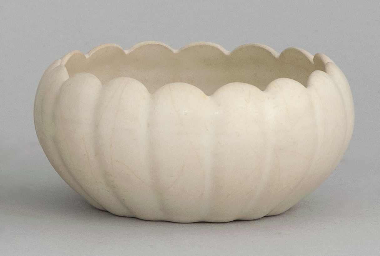 Appraisal: WHITEWARE POTTERY BOWL Circa In lotus form Diameter cm ConditionUndamaged