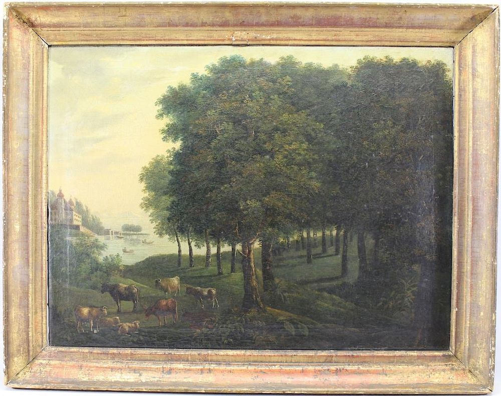 Appraisal: th C Painting of Cattle in a Wooded Landscape th