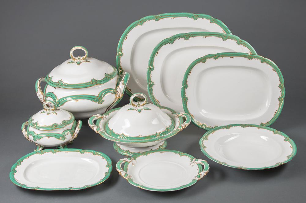 Appraisal: Extensive Coalport Apple Green and Gilt Dinner Service - several