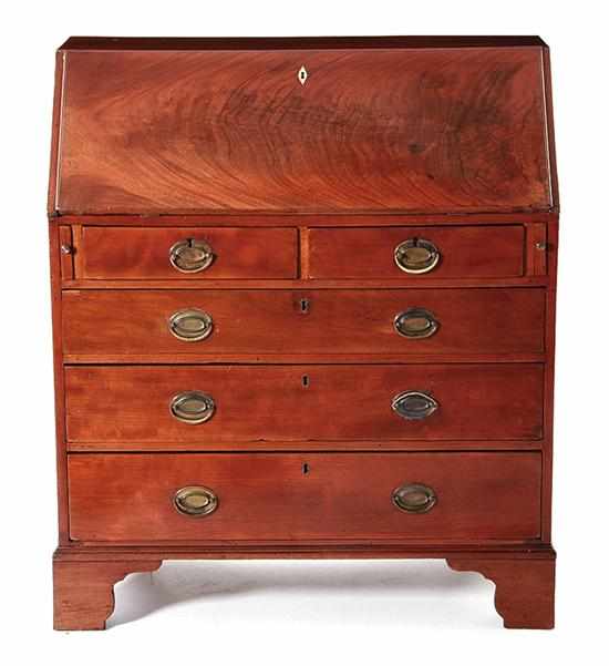 Appraisal: George III mahogany fallfront desk circa rectangular top above fallfront