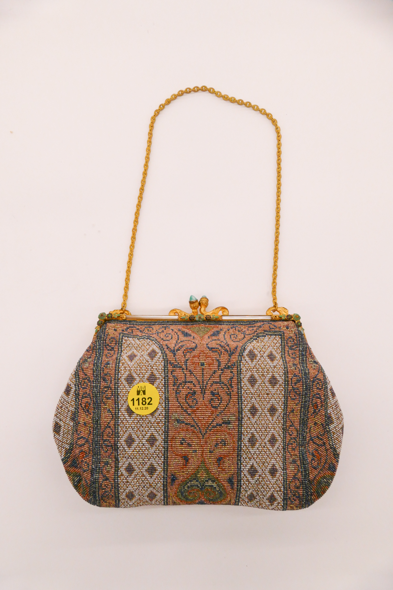 Appraisal: French Art Deco Beaded and Enamel Handbag- ''