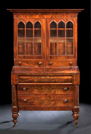 Appraisal: American Late Classical Mahogany Secretary Bookcase second quarter th century