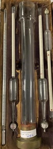 Appraisal: TH CENTURY SET OF THREE HYDROMETERS AND ONETHERMOMETER ALONG WITH