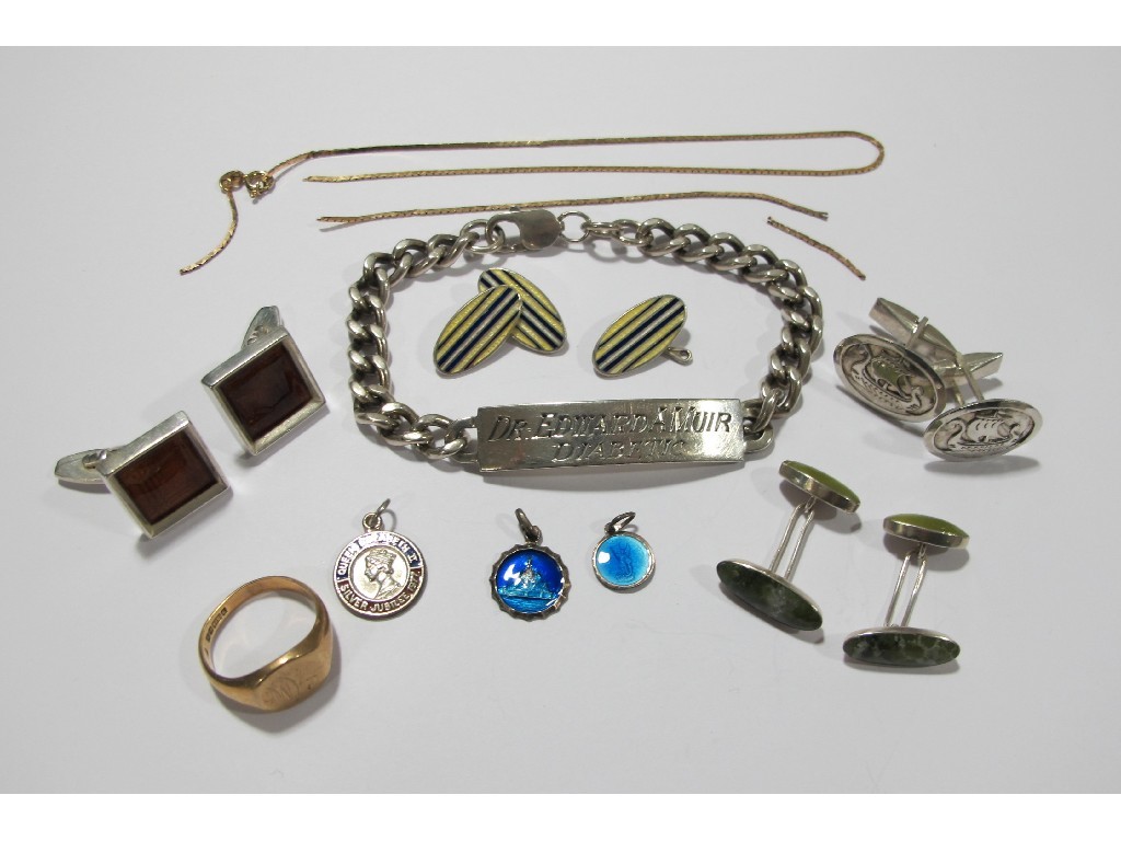 Appraisal: Lot of silver pieces to include ID bracelet and four