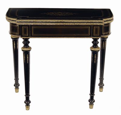 Appraisal: A th century French ebonised and brass inlaid card table