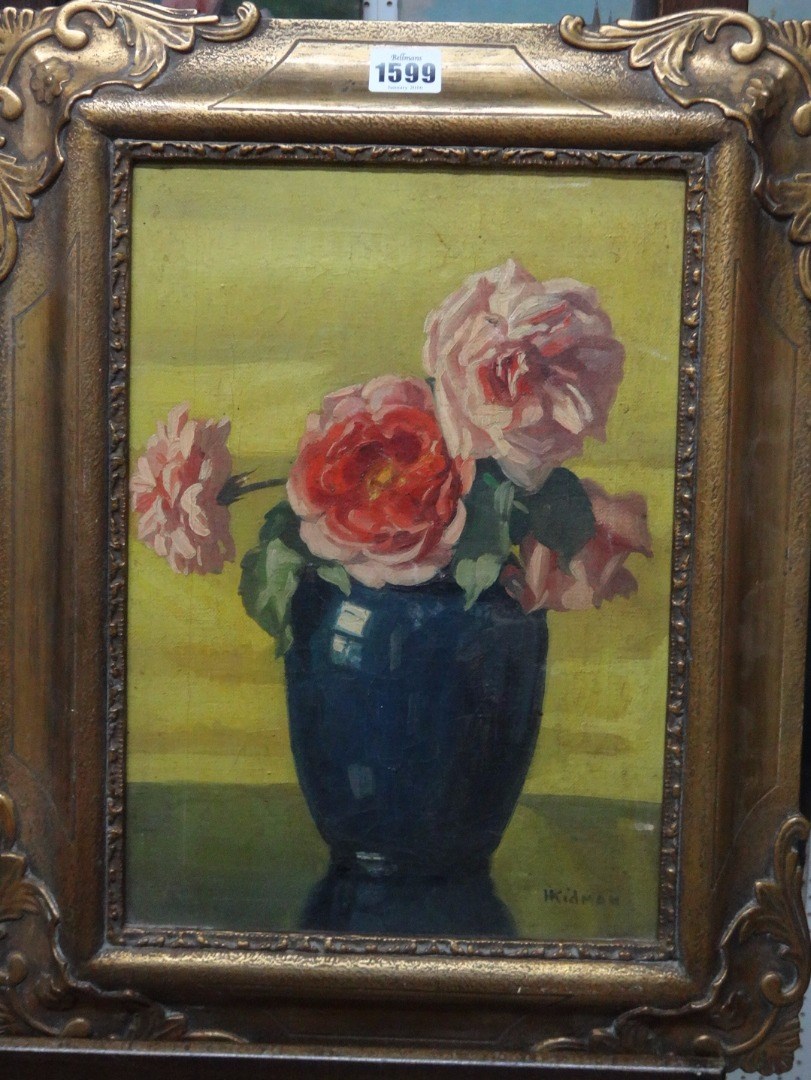 Appraisal: Hilda Elizabeth Kidman b Still life of roses in a