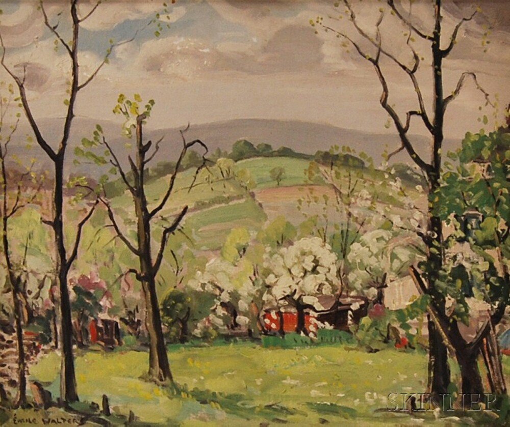 Appraisal: mile Walters American - Spring Landscape Signed MILE WALTERS l