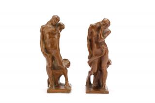 Appraisal: Pair of Heavy Cast Bronze Figures Adam Eve Continental School