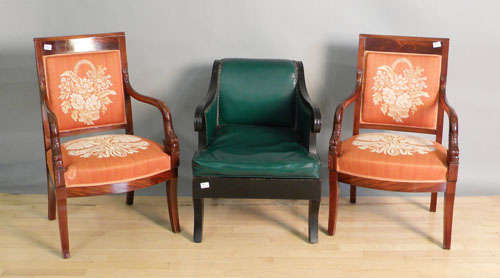 Appraisal: Three Classical revival armchairs