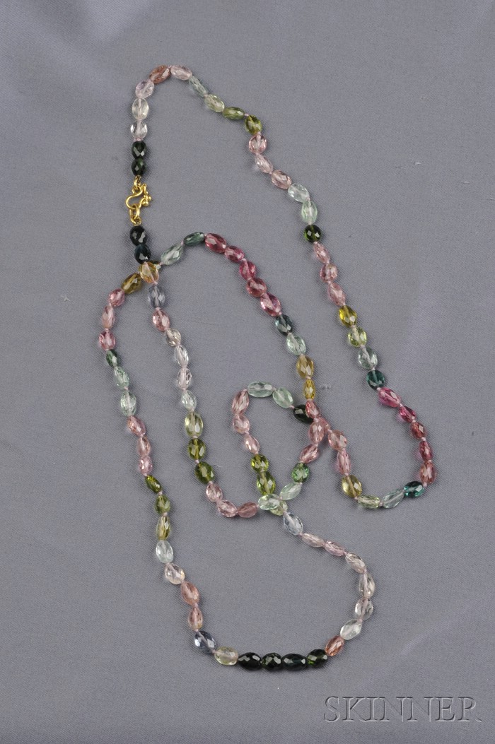 Appraisal: Multicolored Tourmaline Bead Necklace composed of numerous faceted tourmaline beads