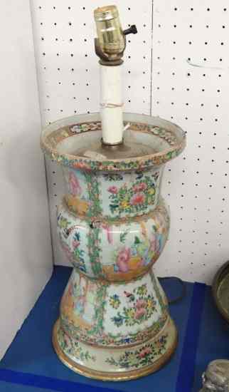 Appraisal: Asian porcelain Rose Medallion lamp '' Overall Ht