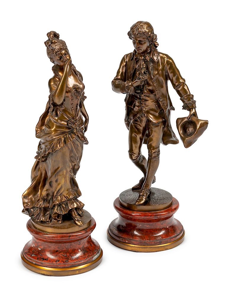 Appraisal: A Pair of French Patinated Bronze Figures A Pair of