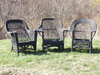 Appraisal: WICKER CHAIRS - Lot of three black painted flat arm