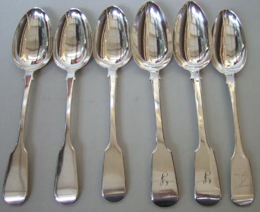 Appraisal: A pair of silver fiddle pattern table spoons London a