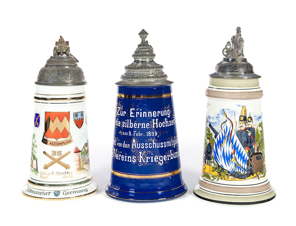 Appraisal: Antique German Beer Steins Excellent condition with no damage or