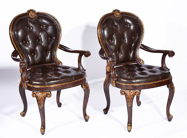 Appraisal: A PAIR OF GEORGE I STYLE MAHOGANY AND GILTWOOD OPEN