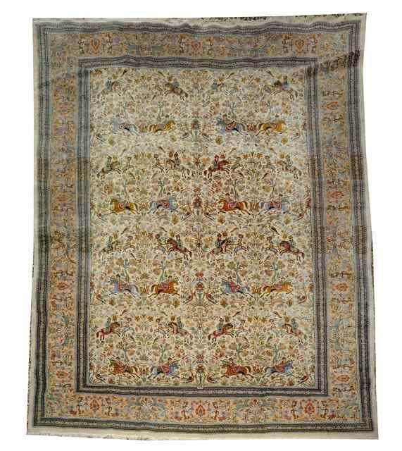 Appraisal: AN EASTERN LARGE CARPET of traditional Persian Tabriz hunting design