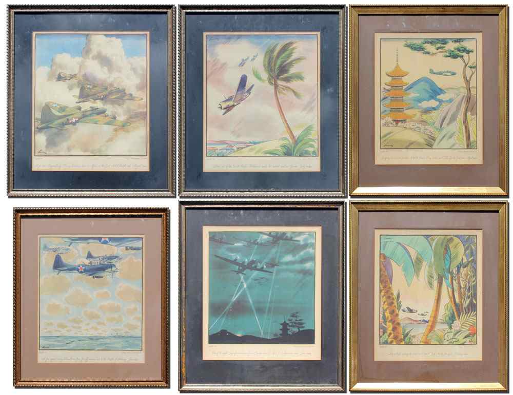 Appraisal: SET OF WRIGHT AERONAUTICAL CORPORATION LITHOGRAPHS Various WWII fighter planes