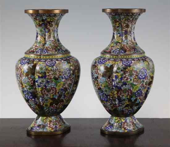 Appraisal: A pair of Chinese cloisonne enamel 'millefleur' vases first half