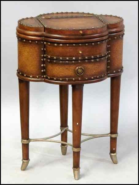 Appraisal: WALTER E SMYTHE SIDE TABLE With a lift top compartment