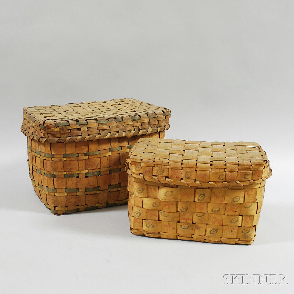 Appraisal: Two Native American Woven Splint Baskets th century a rectangular