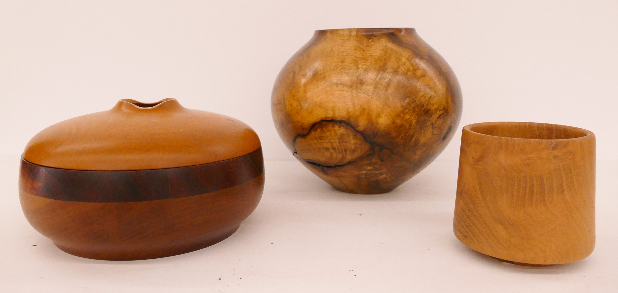 Appraisal: pc Turned Wood Art Vessels- largest ''