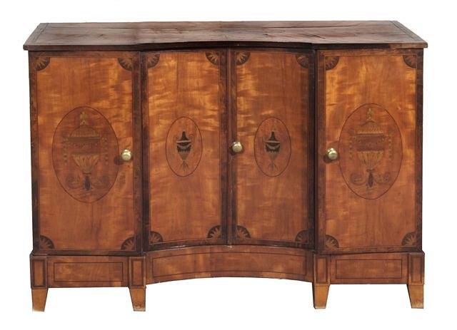 Appraisal: A LATE TH CENTURY STYLE SATINWOOD CONCAVE FRONT SIDE CABINET