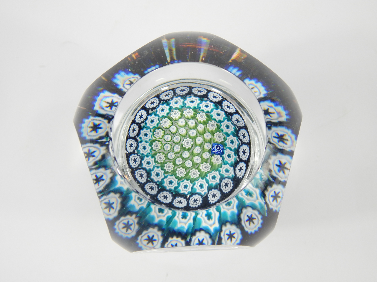 Appraisal: A Whitefriars footed concentric millefiori paperweight with a date cane