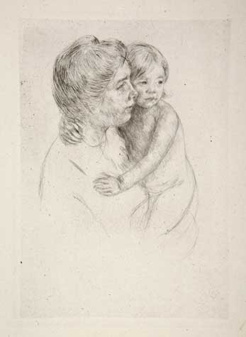 Appraisal: MARY CASSATT Denise Holding her Child Drypoint on antique cream