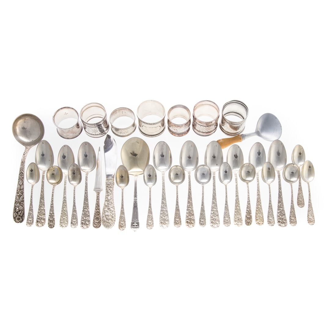 Appraisal: Assorted silver flatware and napkin rings pieces comprising Stieff Rose