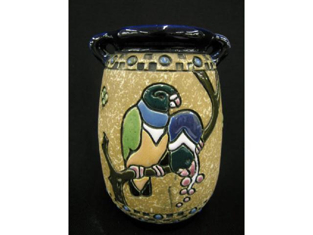 Appraisal: Amphora Art Pottery Vase deco bird floral tall excellent