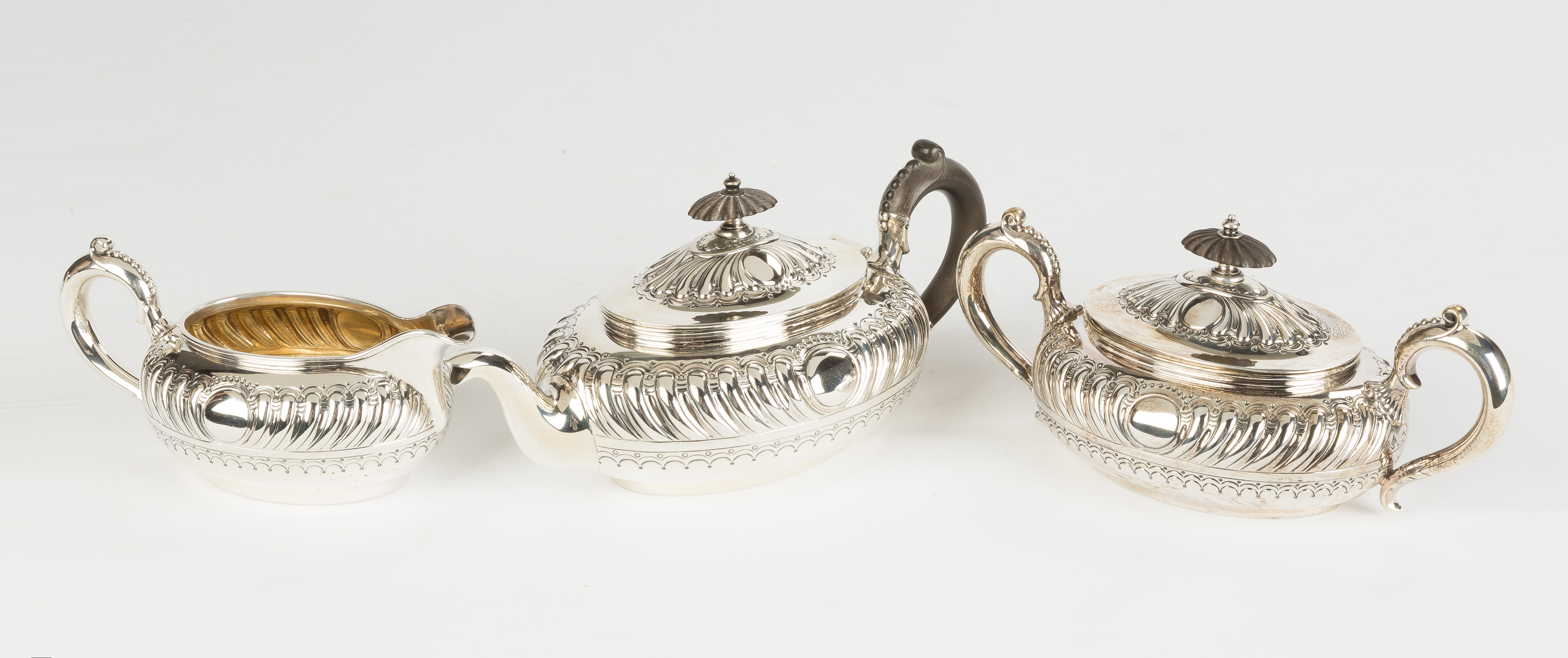 Appraisal: Gorham Three Piece Sterling Silver Tea Set With fluted and