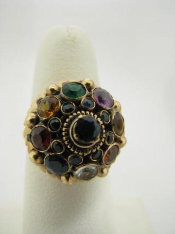 Appraisal: Lady's k yellow gold multicolor stone ring size