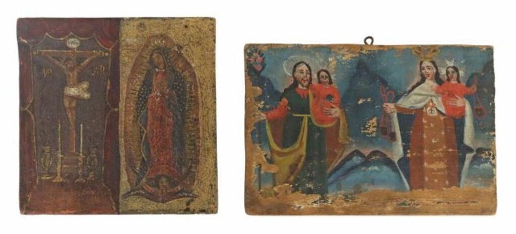 Appraisal: lot of Two-part retablos late th early th c including