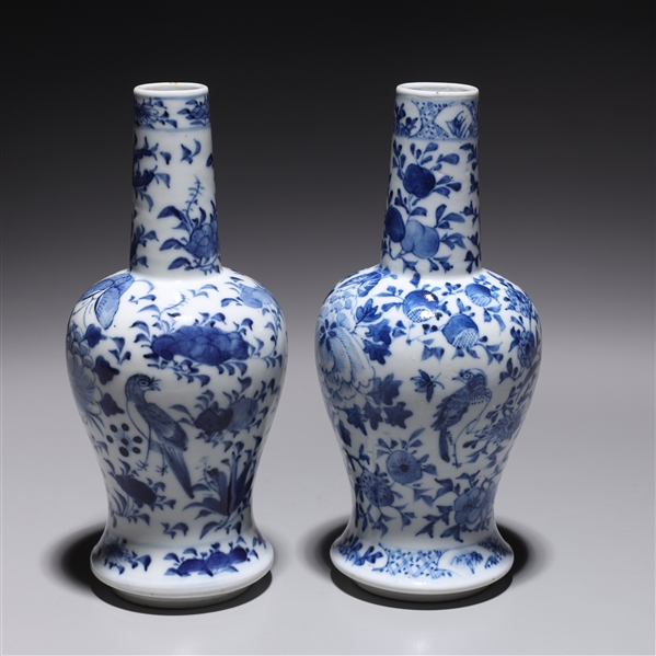 Appraisal: Pair of Chinese blue and white porcelain bottle vases each