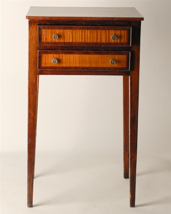 Appraisal: A Federal Mahogany Two Drawer Work Stand having pine secondary