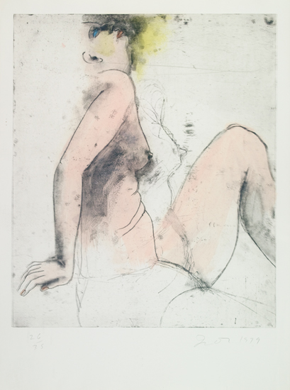 Appraisal: JIM DINE Summer A Swimmer Etching with hand coloring in