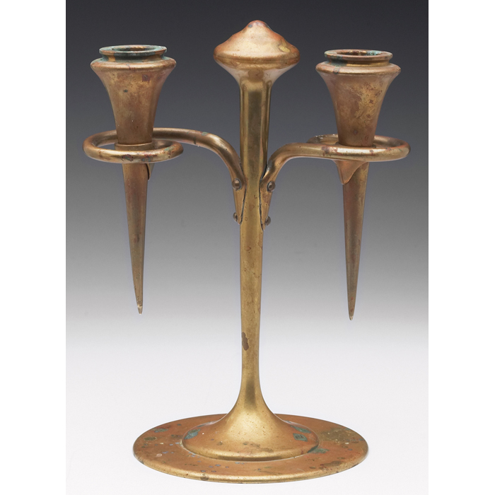 Appraisal: Jarvie candelabra unusual Omicron form in brass with removable bobeches