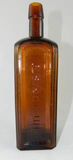 Appraisal: Bitters bottle Bitters- square marked vertically in three indented panels