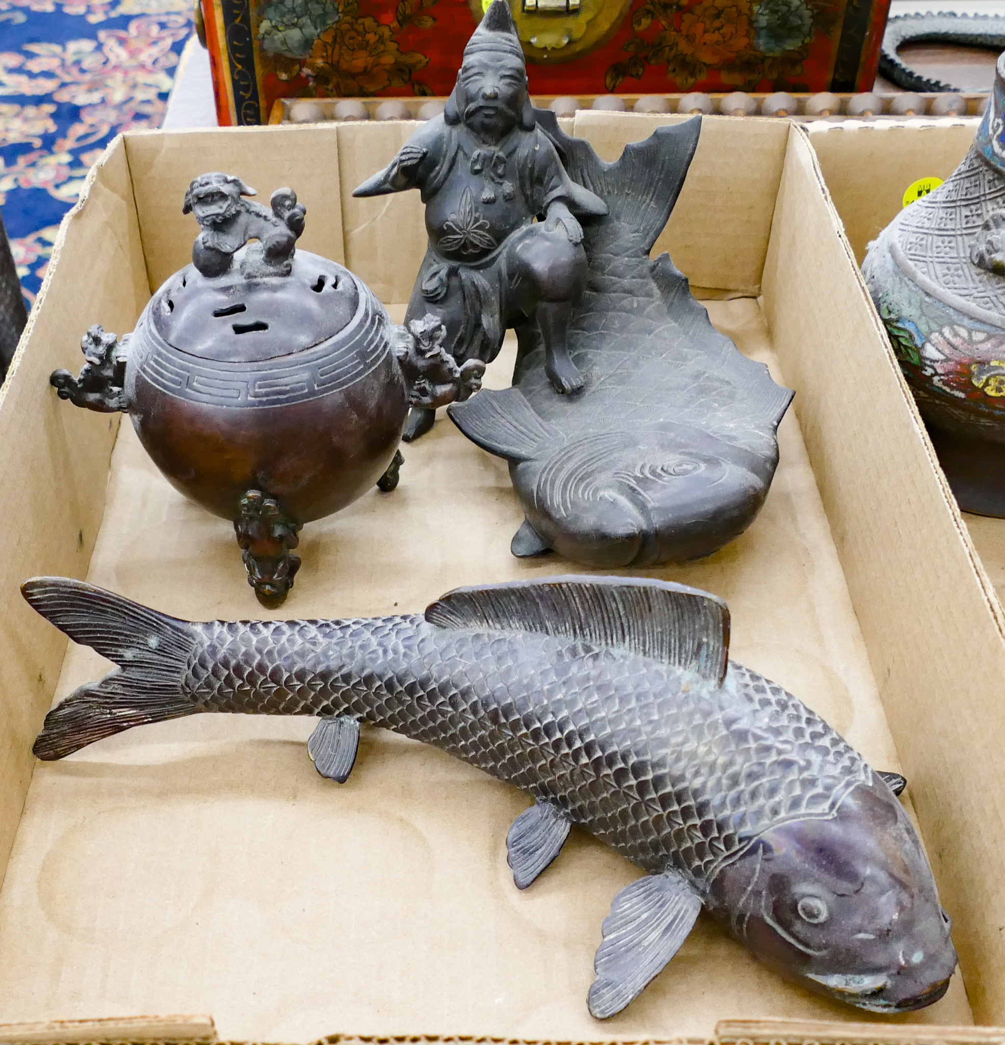 Appraisal: Box Old Japanese Bronze Figures Etc