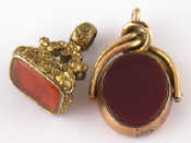 Appraisal: Two stone set gold plated seals