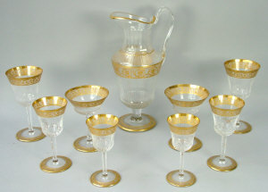 Appraisal: An extensive suite of St Louis 'Thistle Gold' glasses th