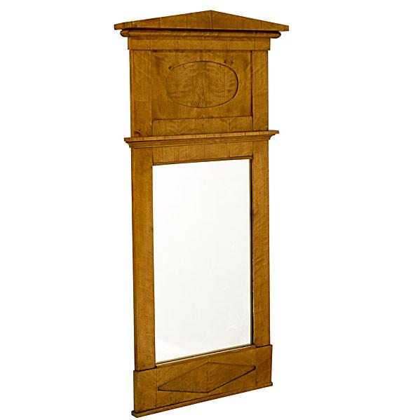 Appraisal: TRUMEAU STYLE BIEDERMEIER MIRRORTiger maple mid th c x