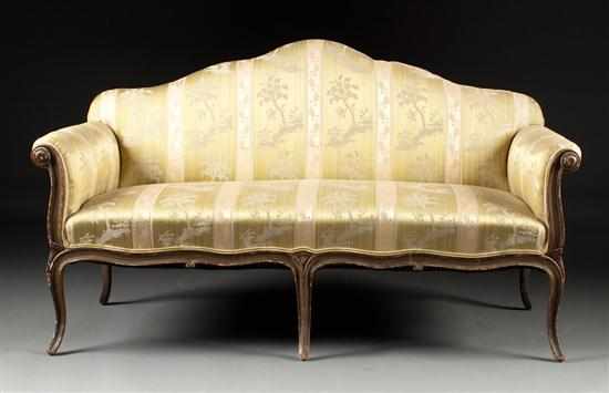 Appraisal: Louis XV style carved and painted wood upholstered settee second